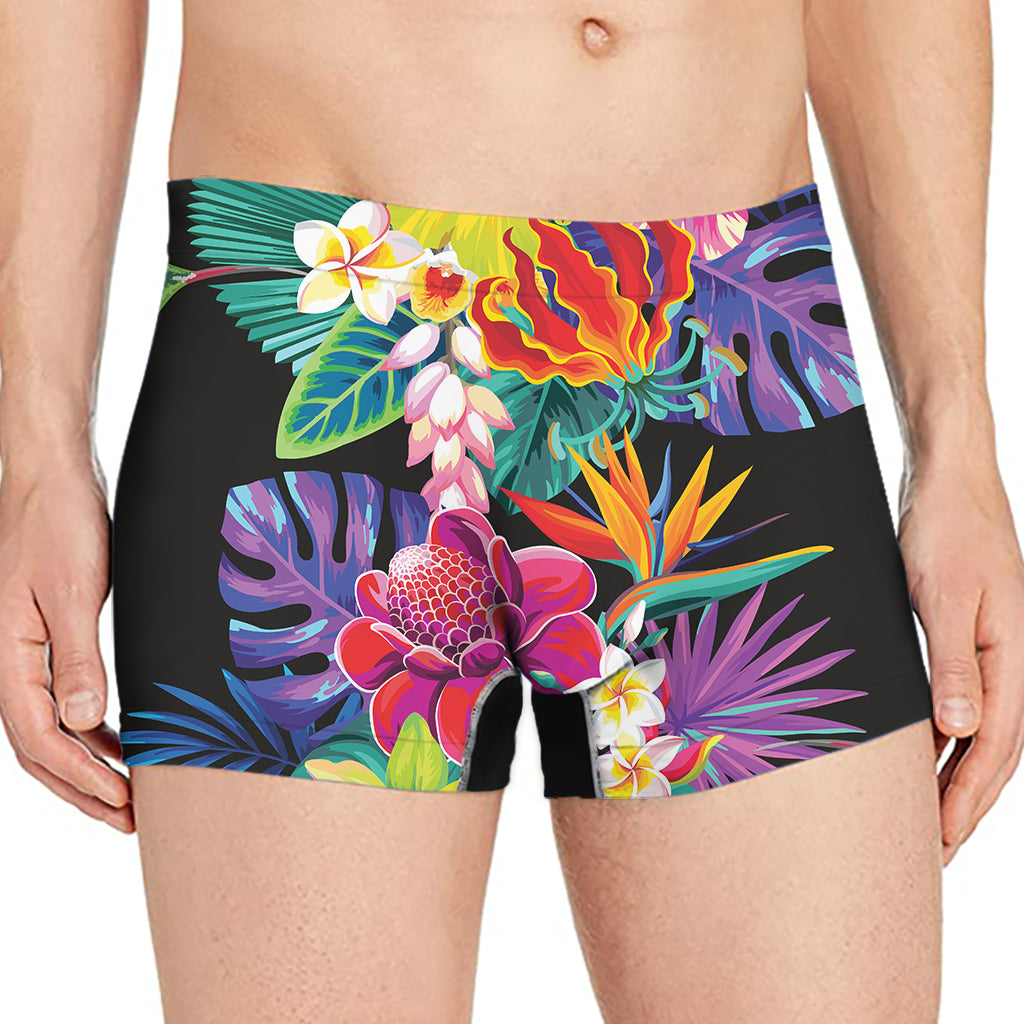 Tropical Hummingbird Print Men's Boxer Briefs