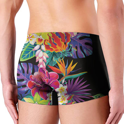 Tropical Hummingbird Print Men's Boxer Briefs