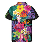 Tropical Hummingbird Print Men's Short Sleeve Shirt