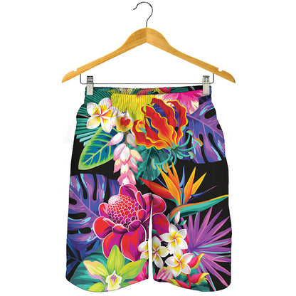 Tropical Hummingbird Print Men's Shorts