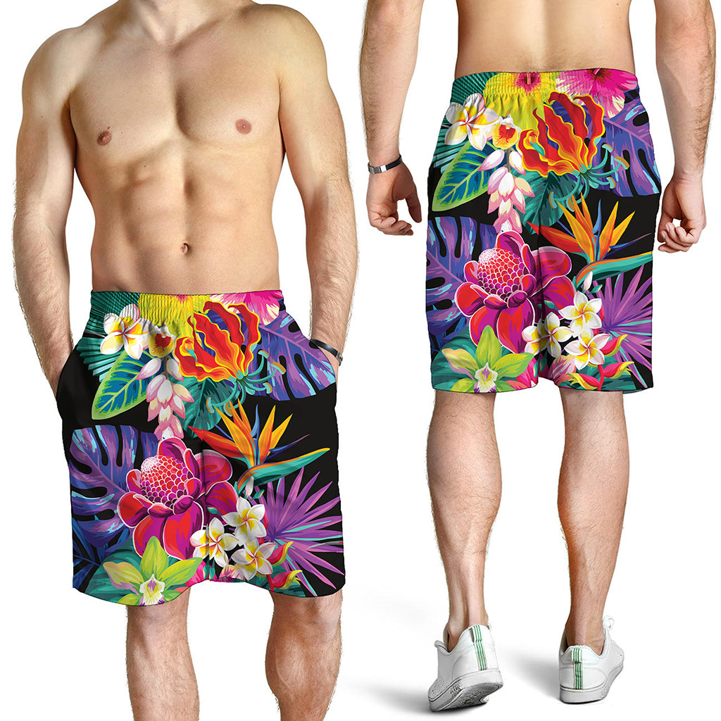 Tropical Hummingbird Print Men's Shorts