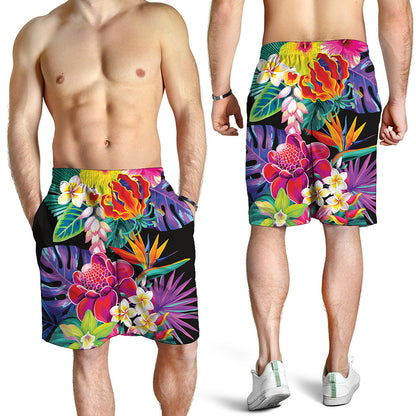 Tropical Hummingbird Print Men's Shorts