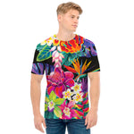 Tropical Hummingbird Print Men's T-Shirt