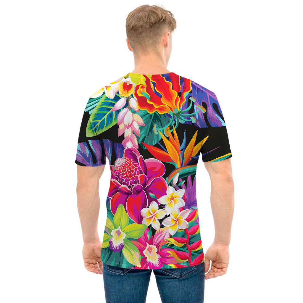 Tropical Hummingbird Print Men's T-Shirt