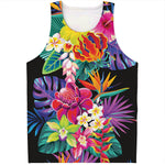 Tropical Hummingbird Print Men's Tank Top