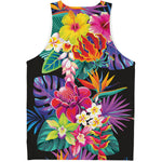 Tropical Hummingbird Print Men's Tank Top