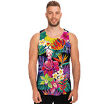 Tropical Hummingbird Print Men's Tank Top
