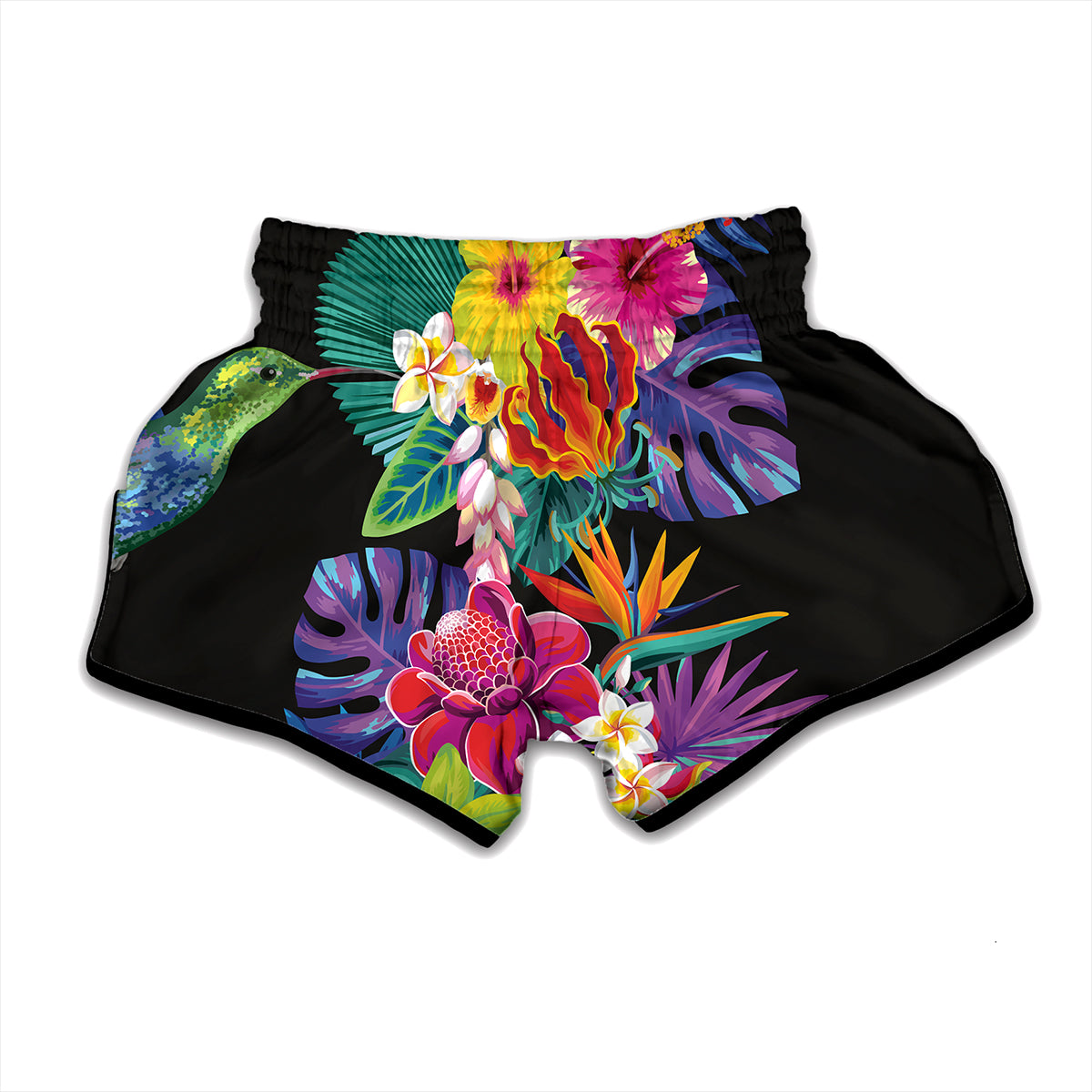 Tropical Hummingbird Print Muay Thai Boxing Shorts