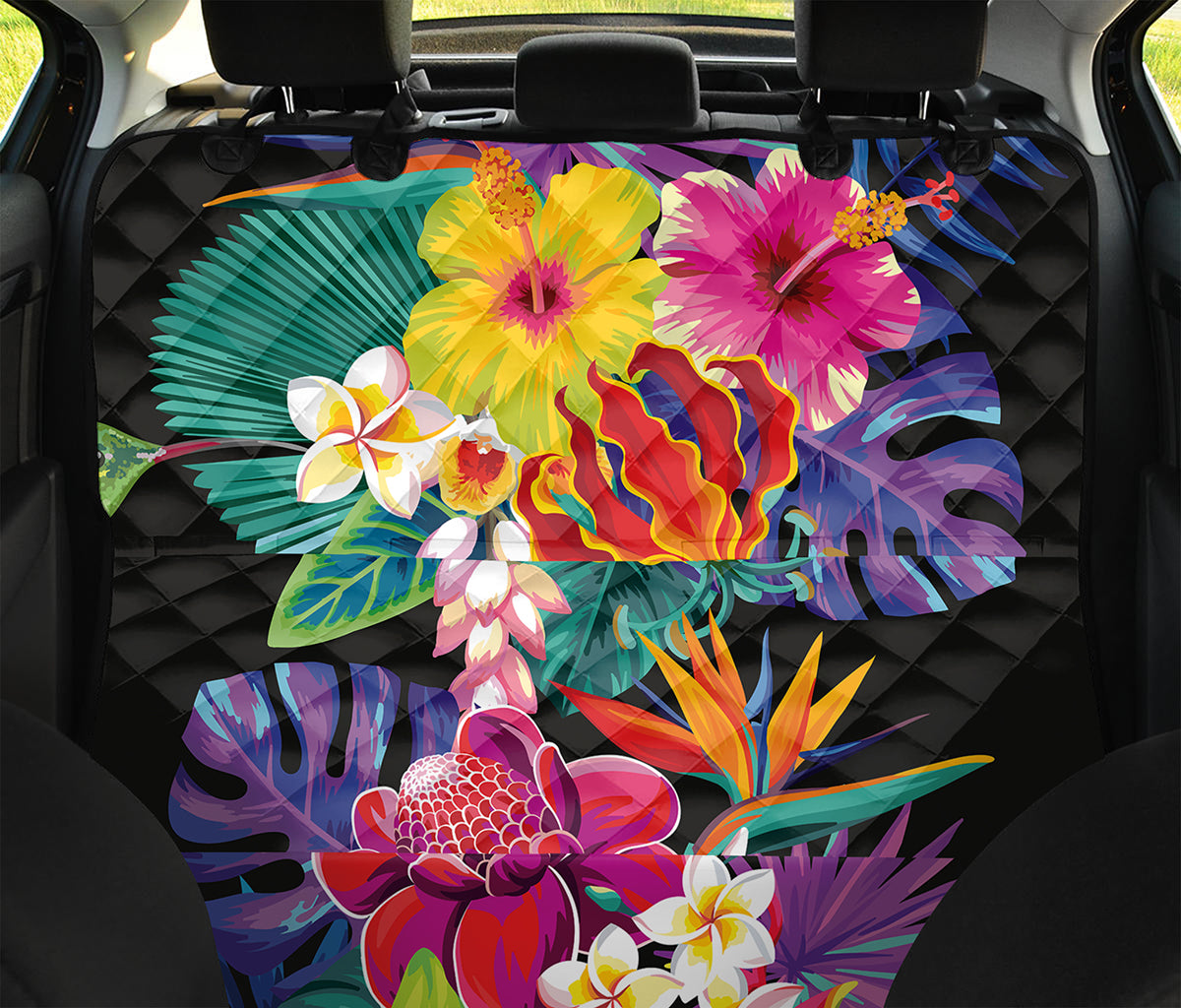 Tropical Hummingbird Print Pet Car Back Seat Cover