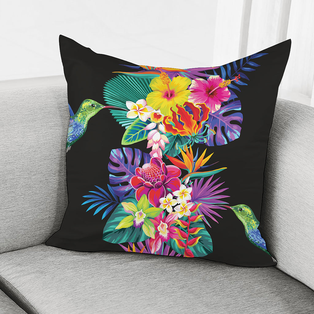 Tropical Hummingbird Print Pillow Cover