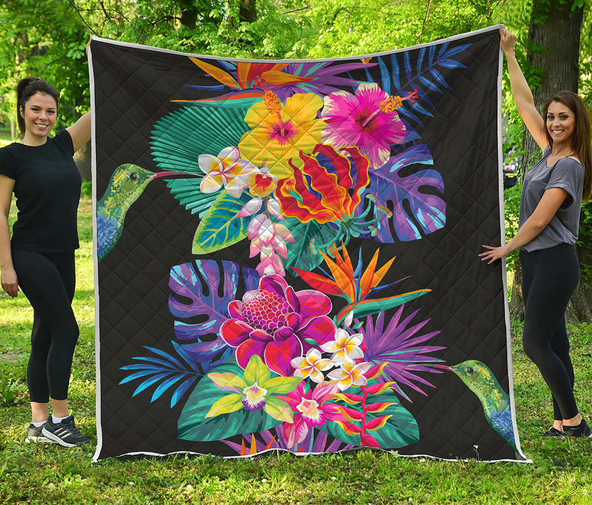 Tropical Hummingbird Print Quilt