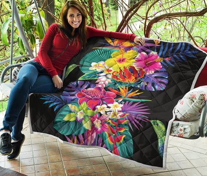 Tropical Hummingbird Print Quilt