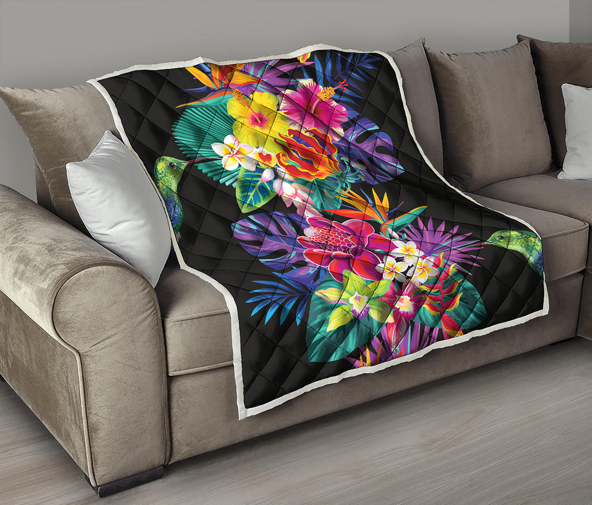 Tropical Hummingbird Print Quilt