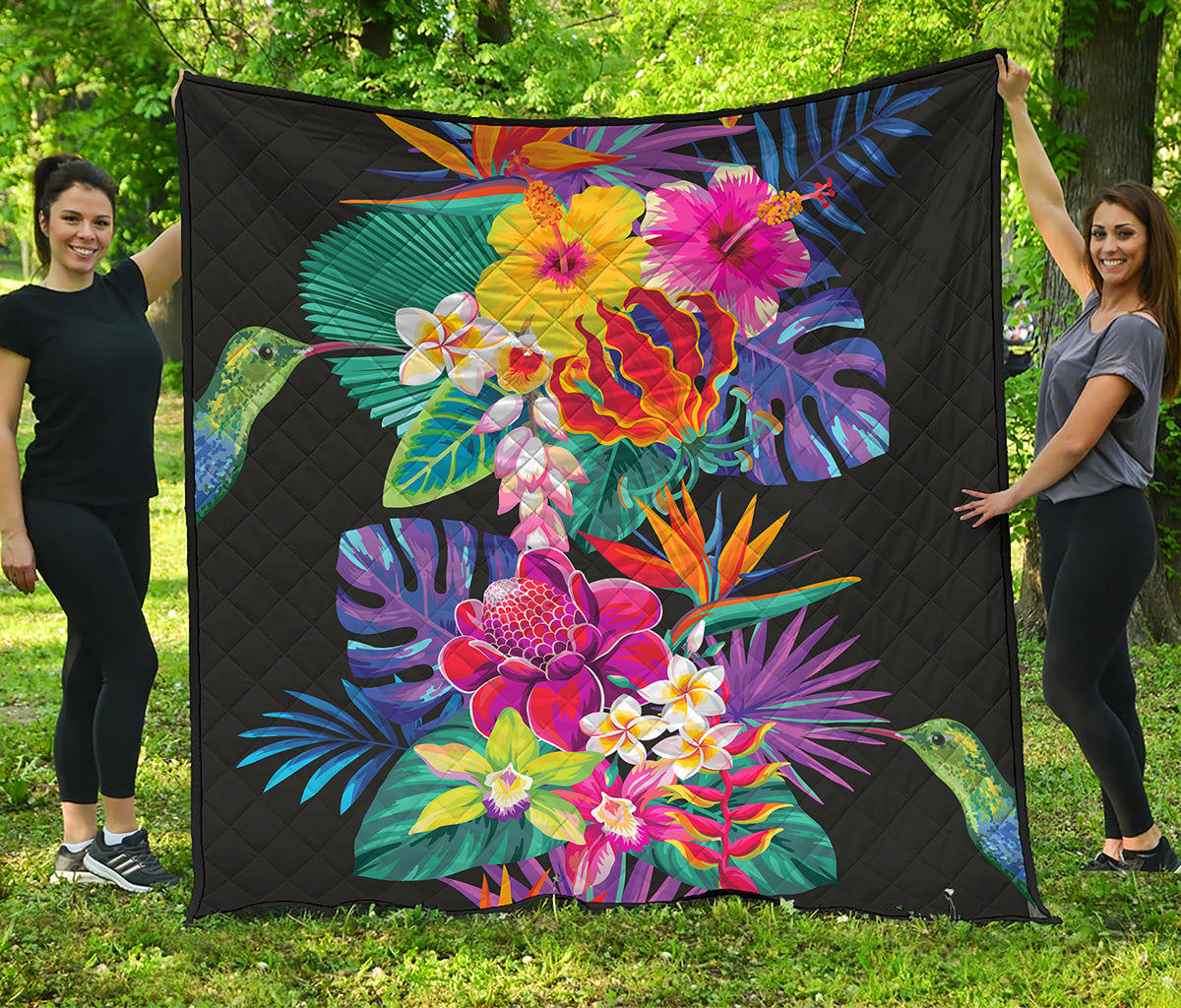 Tropical Hummingbird Print Quilt
