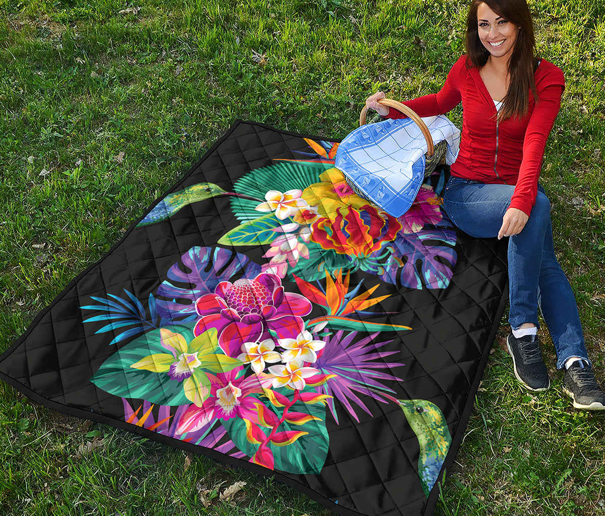 Tropical Hummingbird Print Quilt