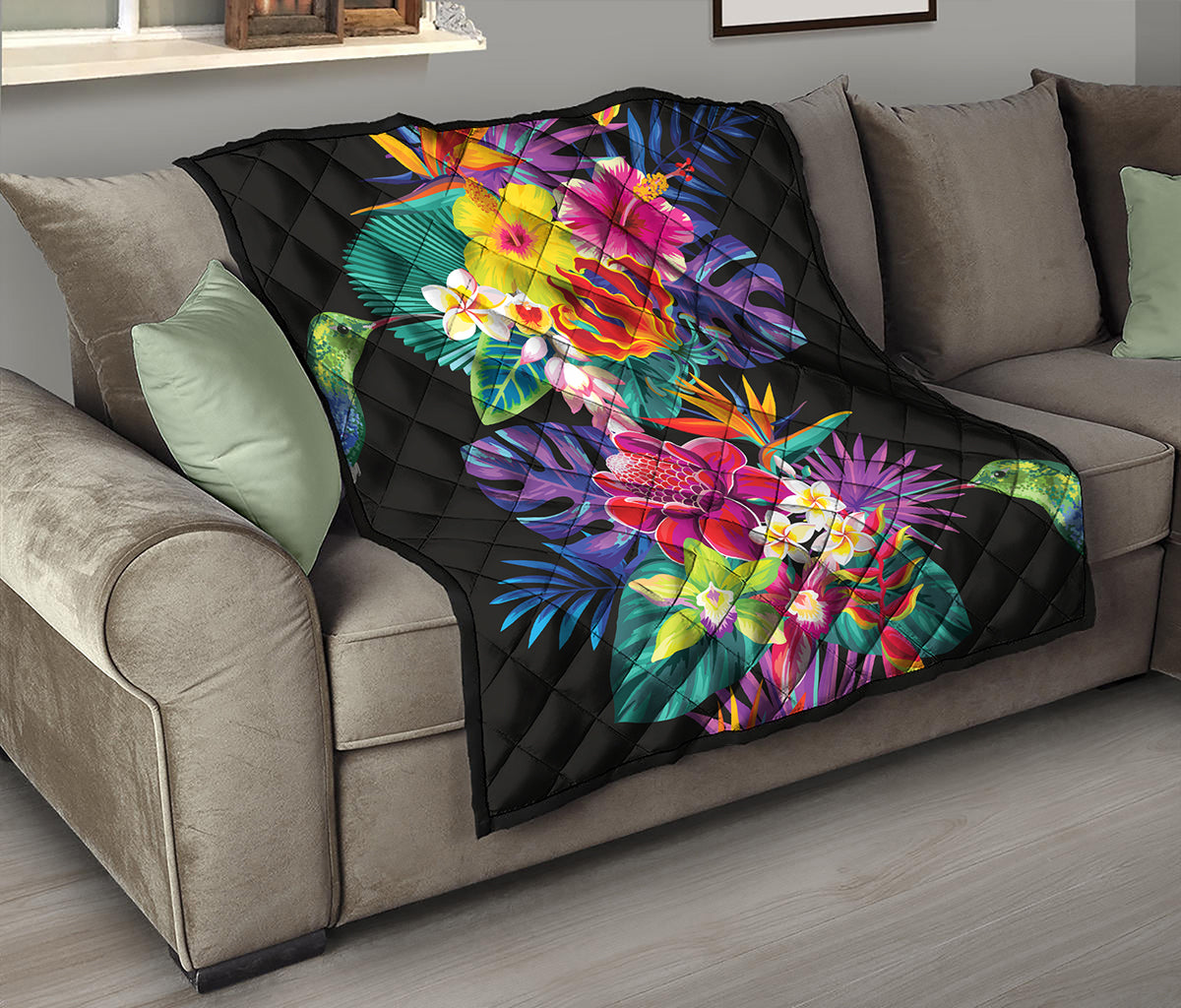 Tropical Hummingbird Print Quilt