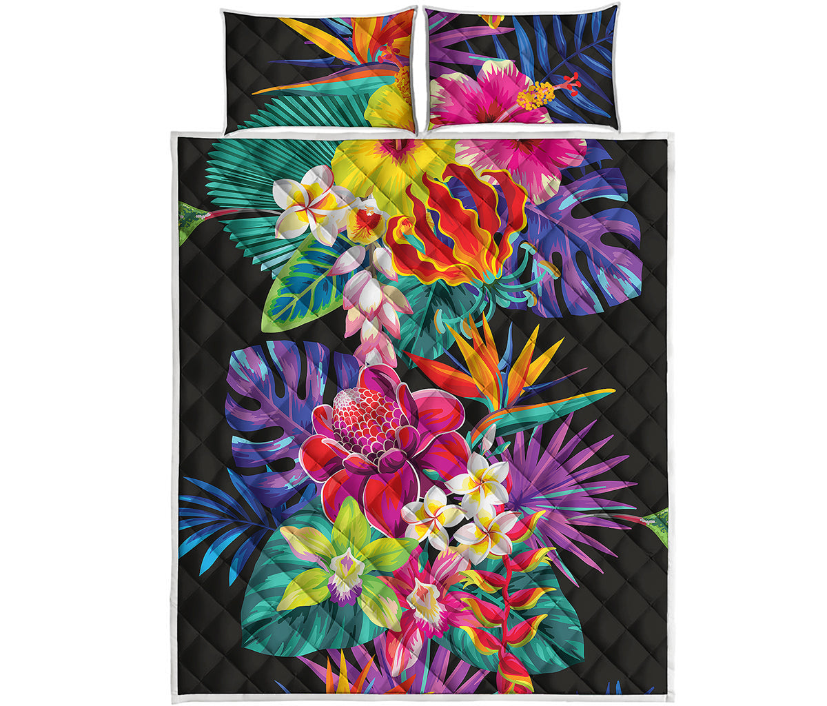 Tropical Hummingbird Print Quilt Bed Set