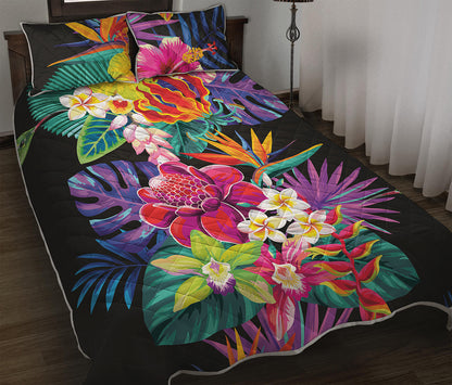 Tropical Hummingbird Print Quilt Bed Set