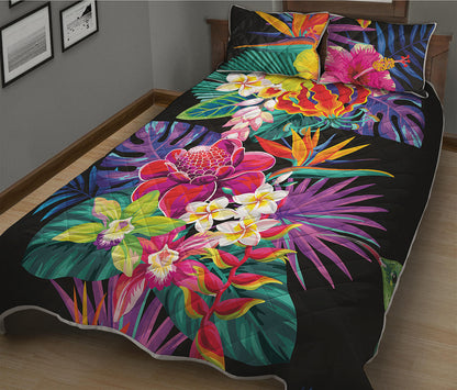 Tropical Hummingbird Print Quilt Bed Set
