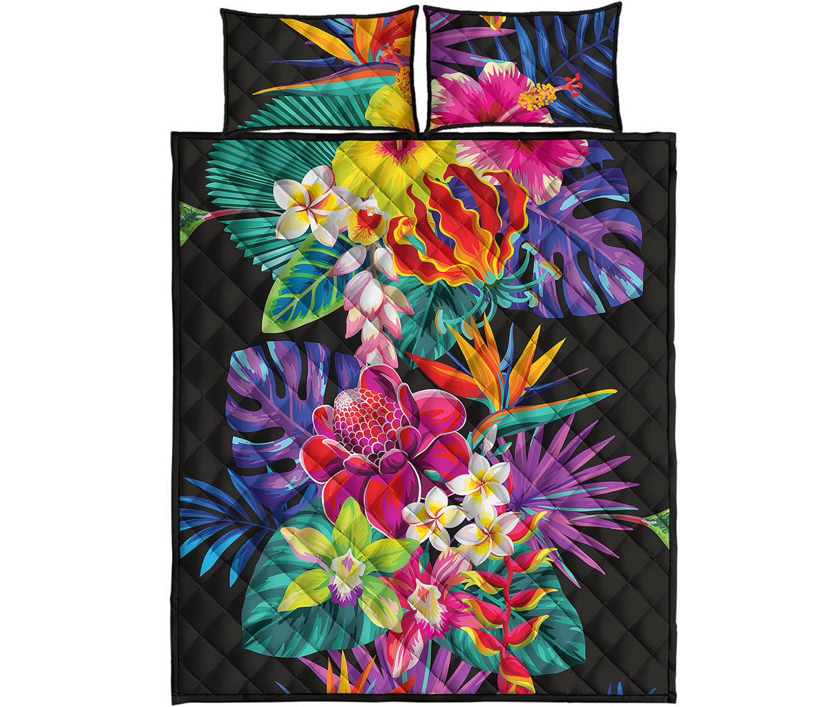 Tropical Hummingbird Print Quilt Bed Set
