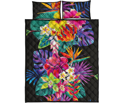Tropical Hummingbird Print Quilt Bed Set