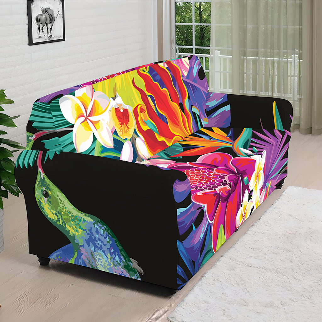 Tropical Hummingbird Print Sofa Cover