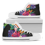 Tropical Hummingbird Print White High Top Shoes