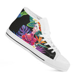 Tropical Hummingbird Print White High Top Shoes