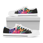 Tropical Hummingbird Print White Low Top Shoes