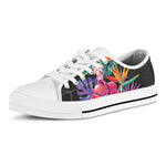 Tropical Hummingbird Print White Low Top Shoes
