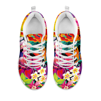 Tropical Hummingbird Print White Sneakers