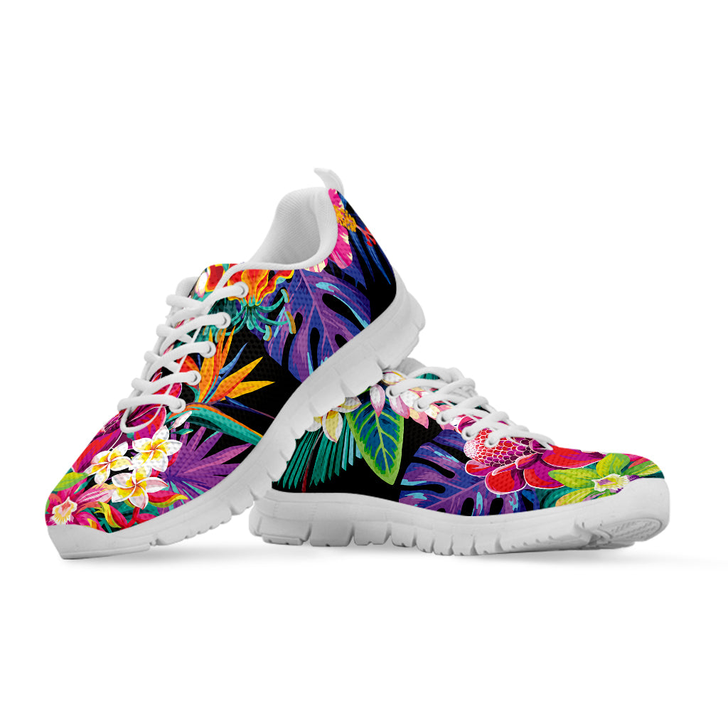 Tropical Hummingbird Print White Sneakers