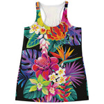 Tropical Hummingbird Print Women's Racerback Tank Top