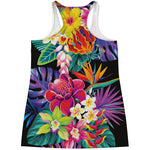 Tropical Hummingbird Print Women's Racerback Tank Top