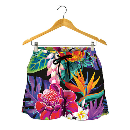 Tropical Hummingbird Print Women's Shorts