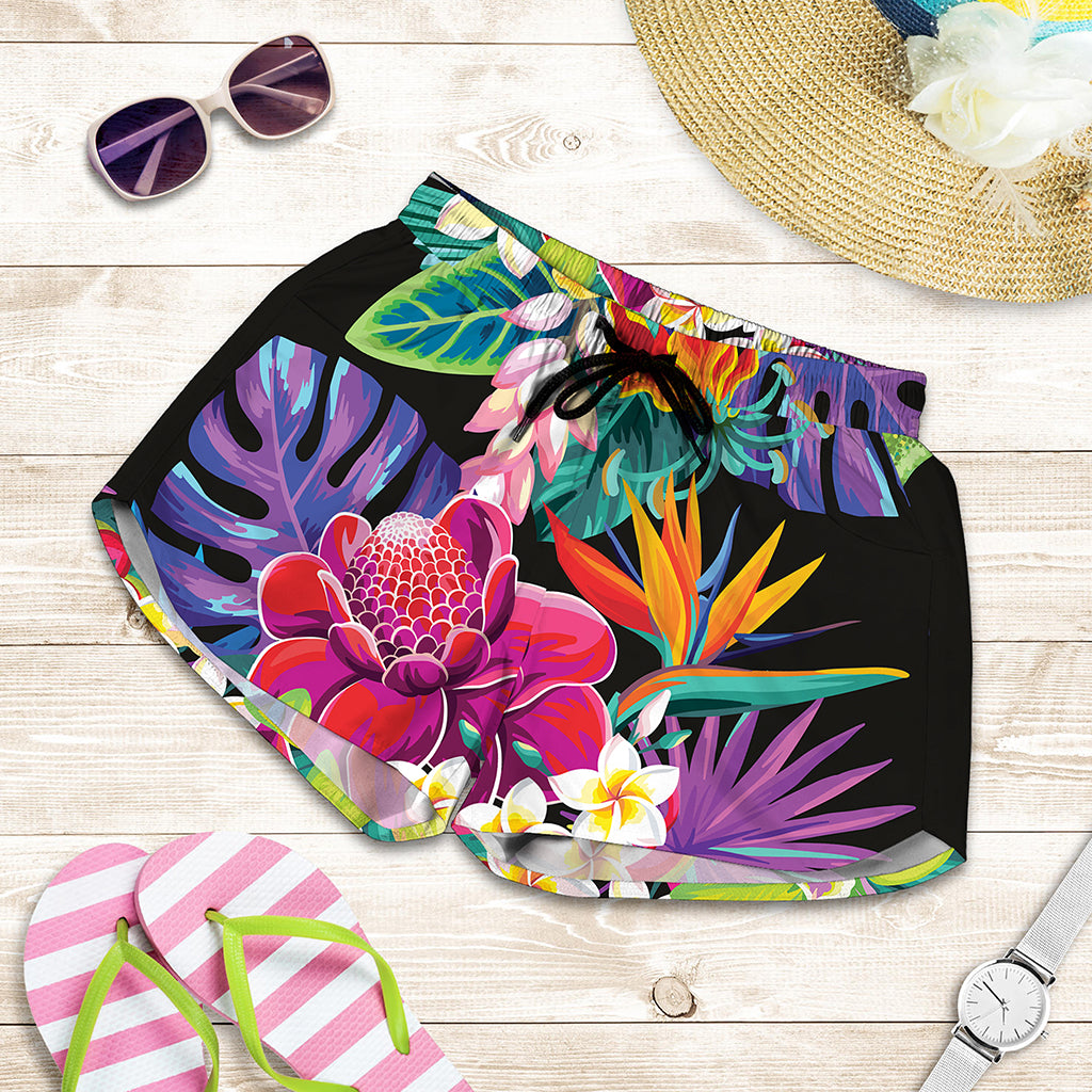 Tropical Hummingbird Print Women's Shorts