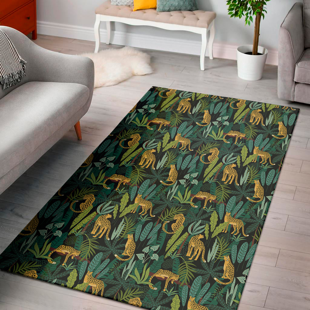 Tropical Jaguar Pattern Print Area Rug