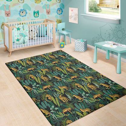 Tropical Jaguar Pattern Print Area Rug