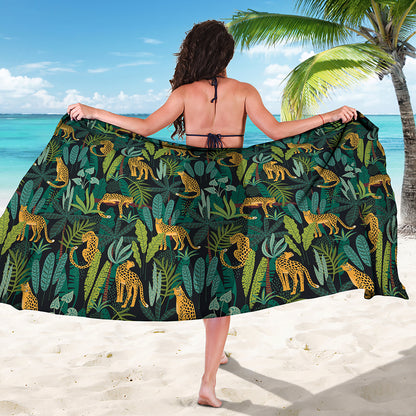 Tropical Jaguar Pattern Print Beach Sarong Wrap