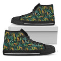 Tropical Jaguar Pattern Print Black High Top Sneakers