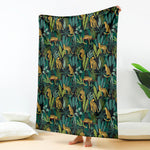 Tropical Jaguar Pattern Print Blanket