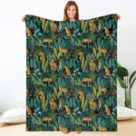Tropical Jaguar Pattern Print Blanket