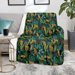 Tropical Jaguar Pattern Print Blanket