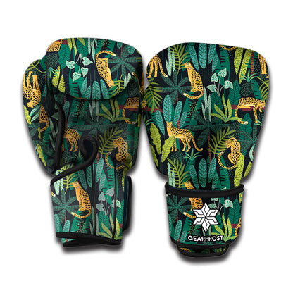 Tropical Jaguar Pattern Print Boxing Gloves