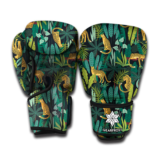 Tropical Jaguar Pattern Print Boxing Gloves