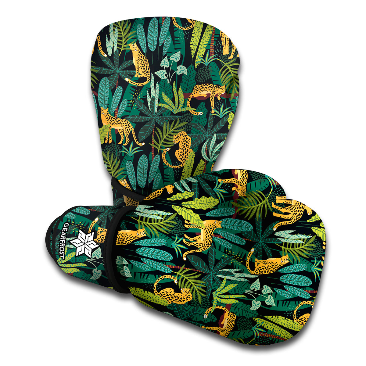 Tropical Jaguar Pattern Print Boxing Gloves