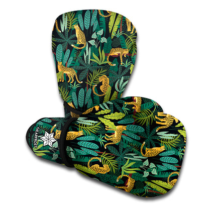 Tropical Jaguar Pattern Print Boxing Gloves
