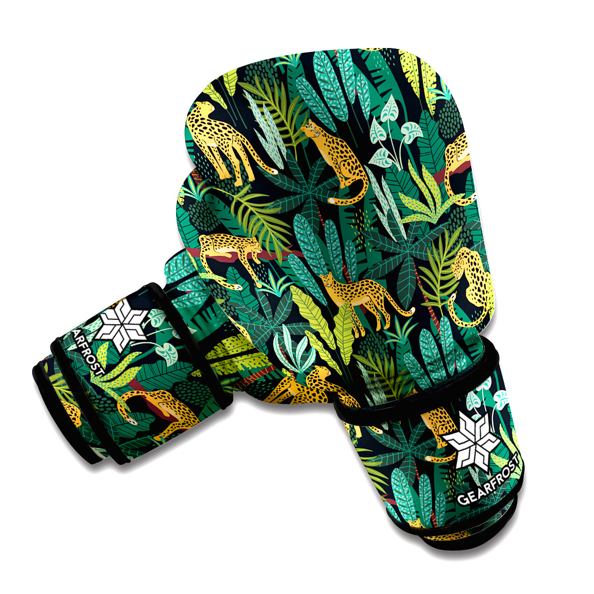 Tropical Jaguar Pattern Print Boxing Gloves