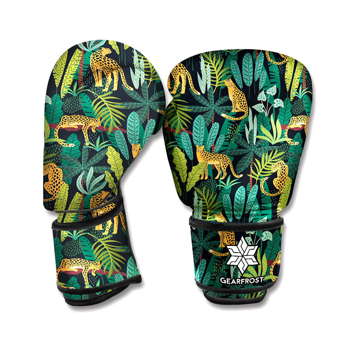 Tropical Jaguar Pattern Print Boxing Gloves