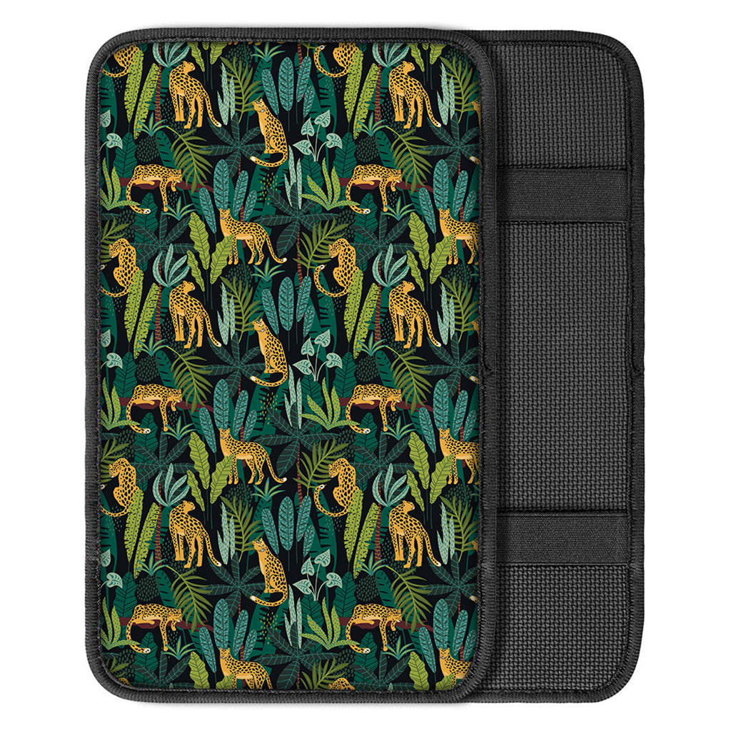 Tropical Jaguar Pattern Print Car Center Console Cover